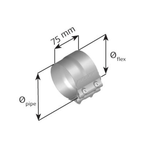 Stepped Strap Clamp - Flex 94mm to Pipe 89mm - Stainless