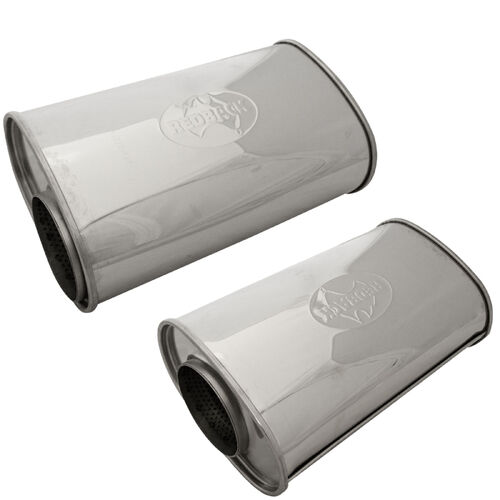 Redback 4" Inlet, 9x5 Megaflow, 14" Long, Offset/Centre, 304 Grade Stainless Steel Muffler