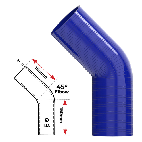 Redback Silicone Hose (3-1/2") 45 Bend (Blue)