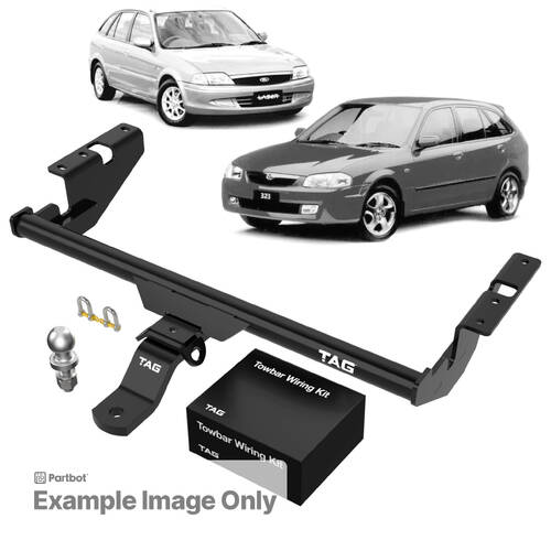 TAG Light Duty Towbar to suit Ford Laser (03/1999 - 09/2002), Mazda 323 (09/1998 - 2003), 323 Astina (09/1998 - 05/2004) - Universal Harness with 7 Pi