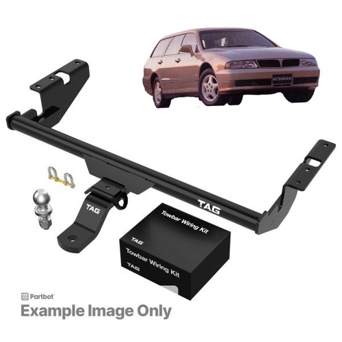 TAG Standard Duty Towbar Kit fits Mitsubishi Magna Wagon (04/1997 - 08/2000), Verada Wagon (06/1997 - 2000) - Universal Harness with 7 Pin Flat Plug