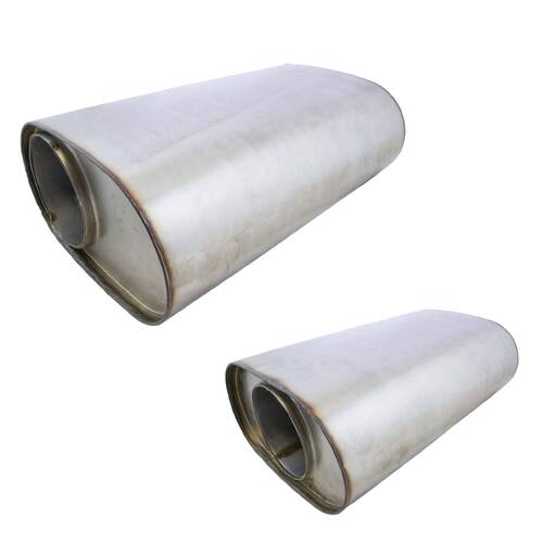 4" 304 Stainless Steel Muffler 9X4.5" 14" Offset Centre Polished