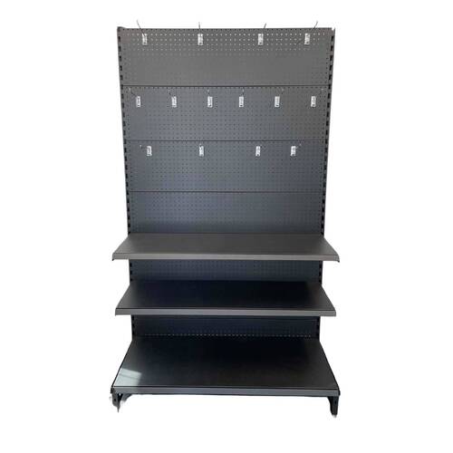 Heavy Duty Retail Display Rack (with Peg Board Gondola and Base Rack Shelving) - 1200W x 2100H x 450D